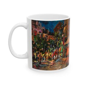 Impressionist Artwork of a Paris Street Corner at Night. 11 oz Mug.