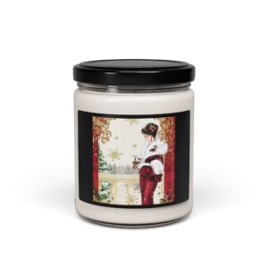 Art Deco Woman Holds Small Present. Scented, Soy, 9 oz.